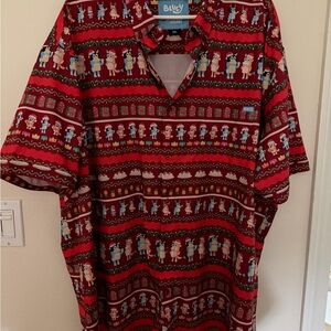 RSVLTS Red and Green Patterned Christmas Men's Shirt featuring Bluey